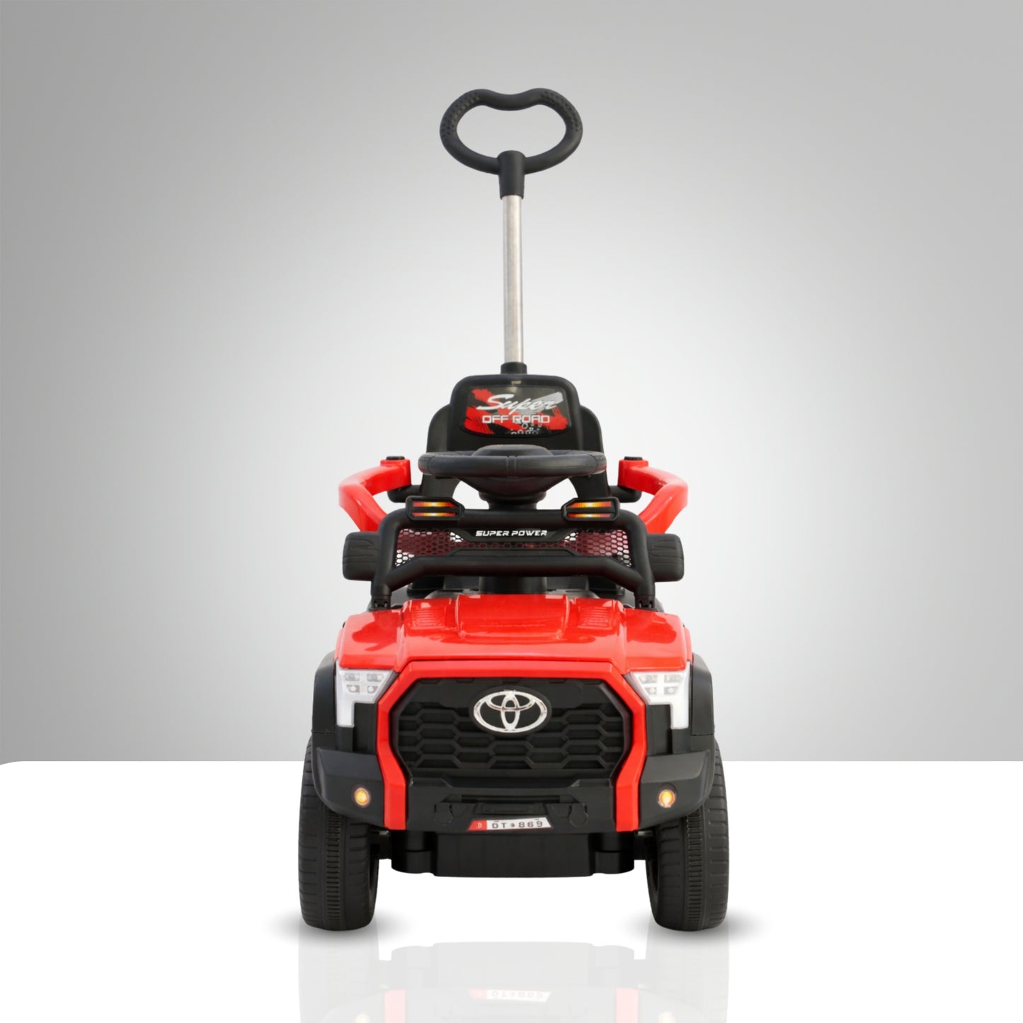 Fun Wheels FWPC-01 Kids Manual Ride On Push Car with Parent Handle, Music & Lights-Red