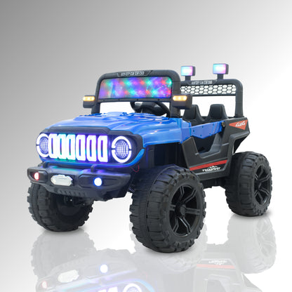 Fun Wheels FWJ-12 Battery Operated 4x4 Kids Jeep with RGB LED & Big Wheel Electric Jeep