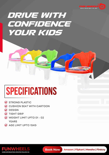 Fun Wheels FWCH-02 Baby Feeding Chair with Removable Tray | Kids Plastic Chair