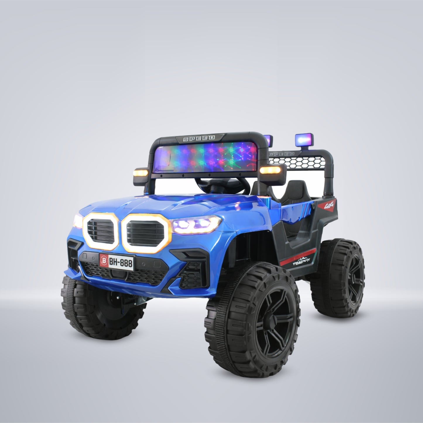 Fun Wheels FWJ-16 Kids Electric Ride On Jeep 4x4 with LED Lights & Music |Kids Battery Car Jeep