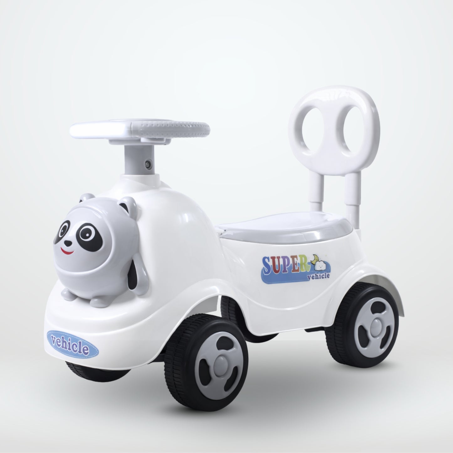 Fun Wheels FWPC-04 Kids Ride-On Panda Scooter & Push Car – Musical Walker with Safety Backrest