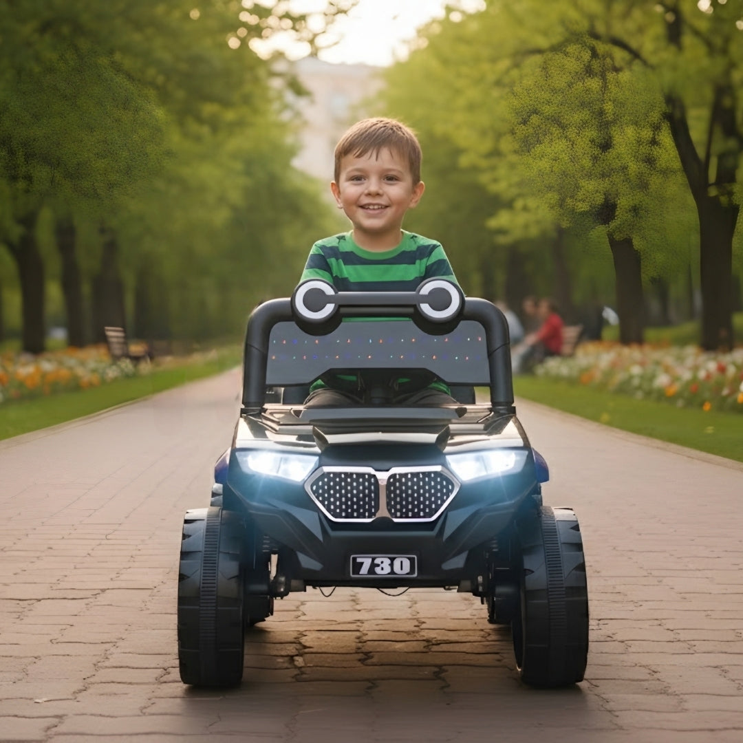 Fun Wheels FWJ-10 Kids Electric Ride-On Jeep with LED Lights, Music & Rechargeable Battery Jeep