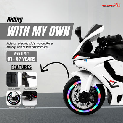 Fun Wheels FWB-03 NitroVolt Pro Kids Electric Ride-On Sports Bike with RGB Wheel Lights