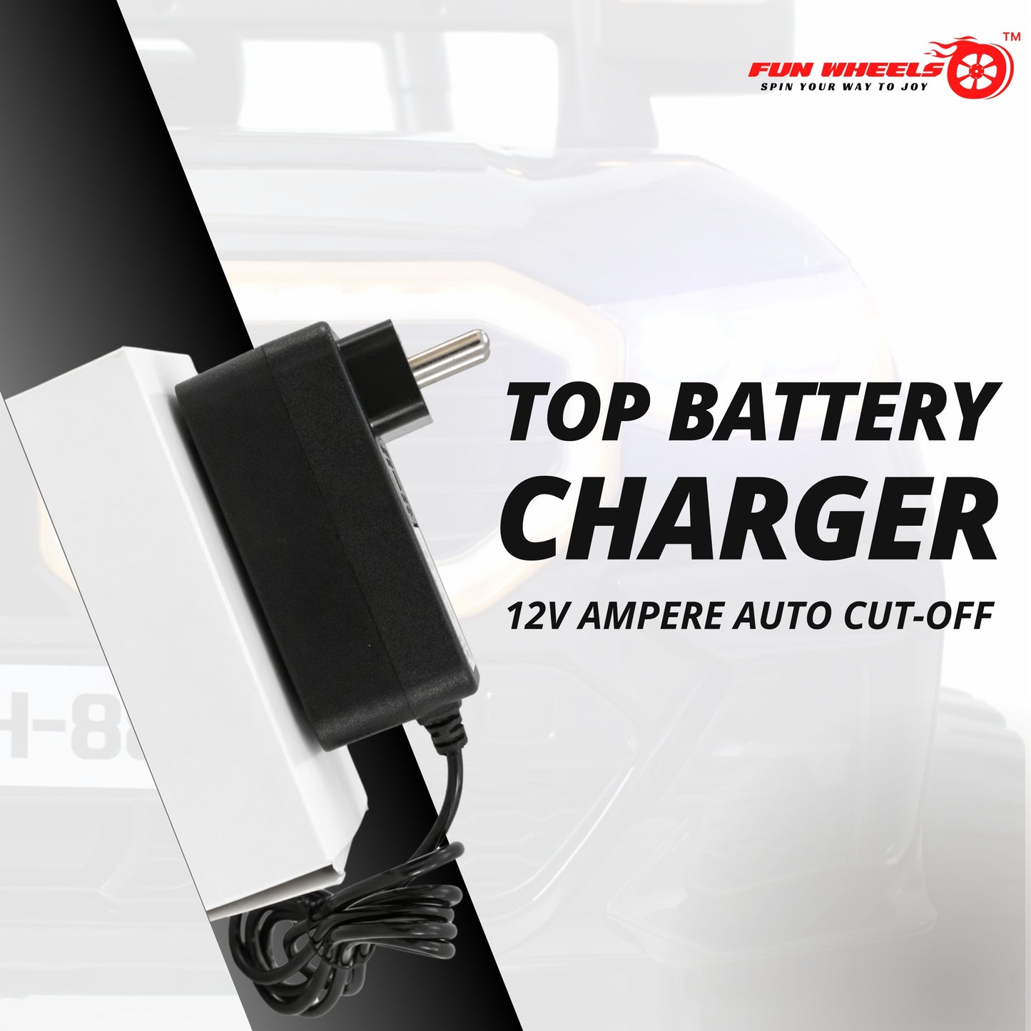 12V 1A Battery Charger for Kids Electric Ride-On Car / Bike / Jeep