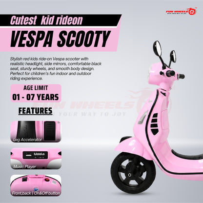 FWB-04 Kids Electric Ride On Vespa Scooter with Music Player, LED Headlight Bike