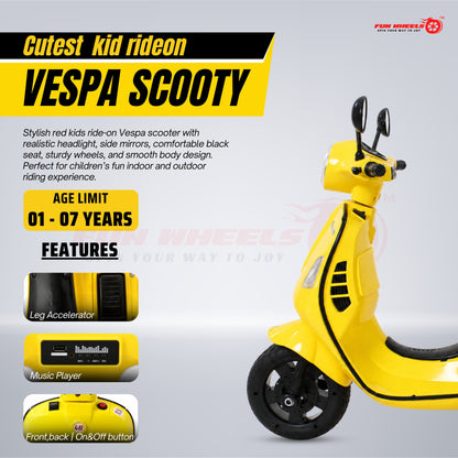 FWB-04 Kids Electric Ride On Vespa Scooter with Music Player, LED Headlight Bike