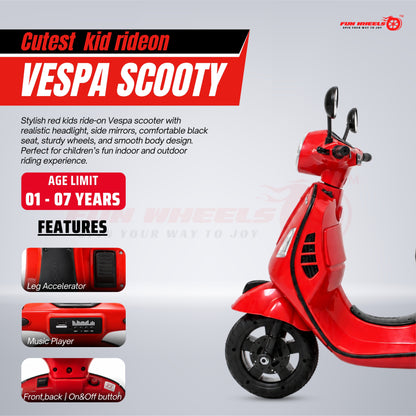 FWB-04 Kids Electric Ride On Vespa Scooter with Music Player, LED Headlight Bike