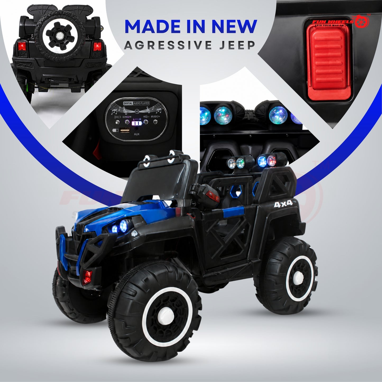 FWJ-18 Predator 4x4 12V Battery Operated Ride On Jeep for Kids Jeep