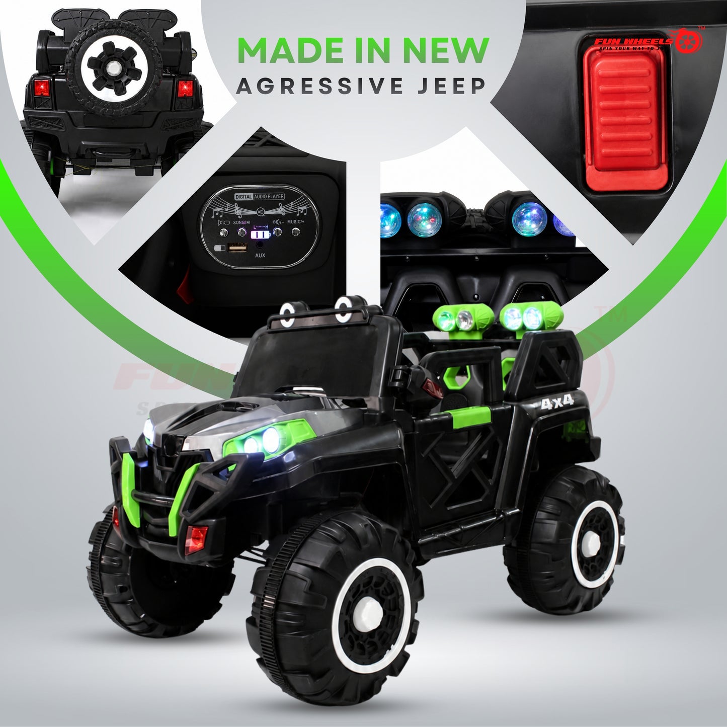 FWJ-18 Predator 4x4 12V Battery Operated Ride On Jeep for Kids Jeep