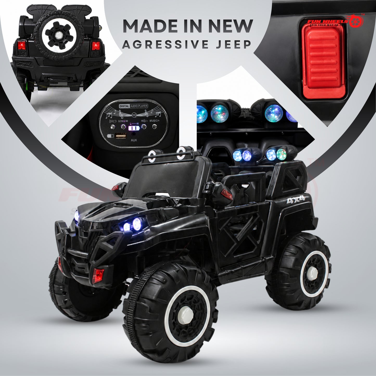 FWJ-18 Predator 4x4 12V Battery Operated Ride On Jeep for Kids Jeep