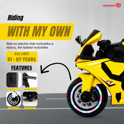 Fun Wheels FWB-03 NitroVolt Pro Kids Electric Ride-On Sports Bike with RGB Wheel Lights