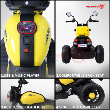 Fun Wheels FWB-01 ThunderMini Rider Kids Electric Bike with LED Headlight | Music & Sound Bike