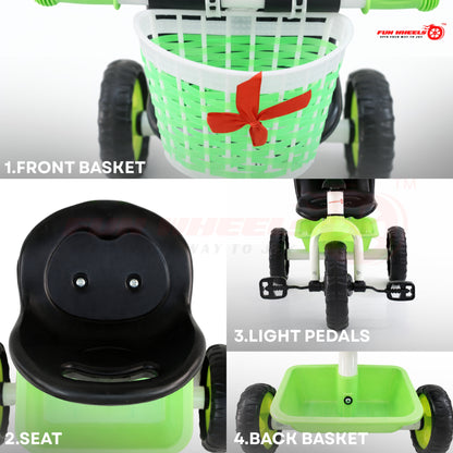Funwheels CandyRide Kids Tricycle with Basket |Baby Pedal Trike with Backrest Seat FWTC-01 Tricycle