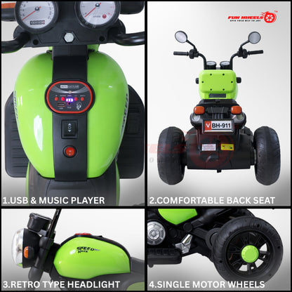 Fun Wheels FWB-01 ThunderMini Rider Kids Electric Bike with LED Headlight | Music & Sound Bike