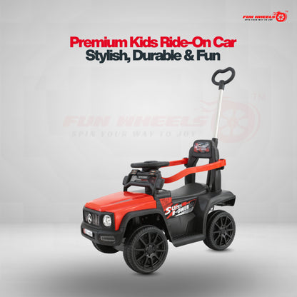 Fun Wheels FWPC-03 Kids Manual Ride On Push Car with Parent Handle, Music & Lights