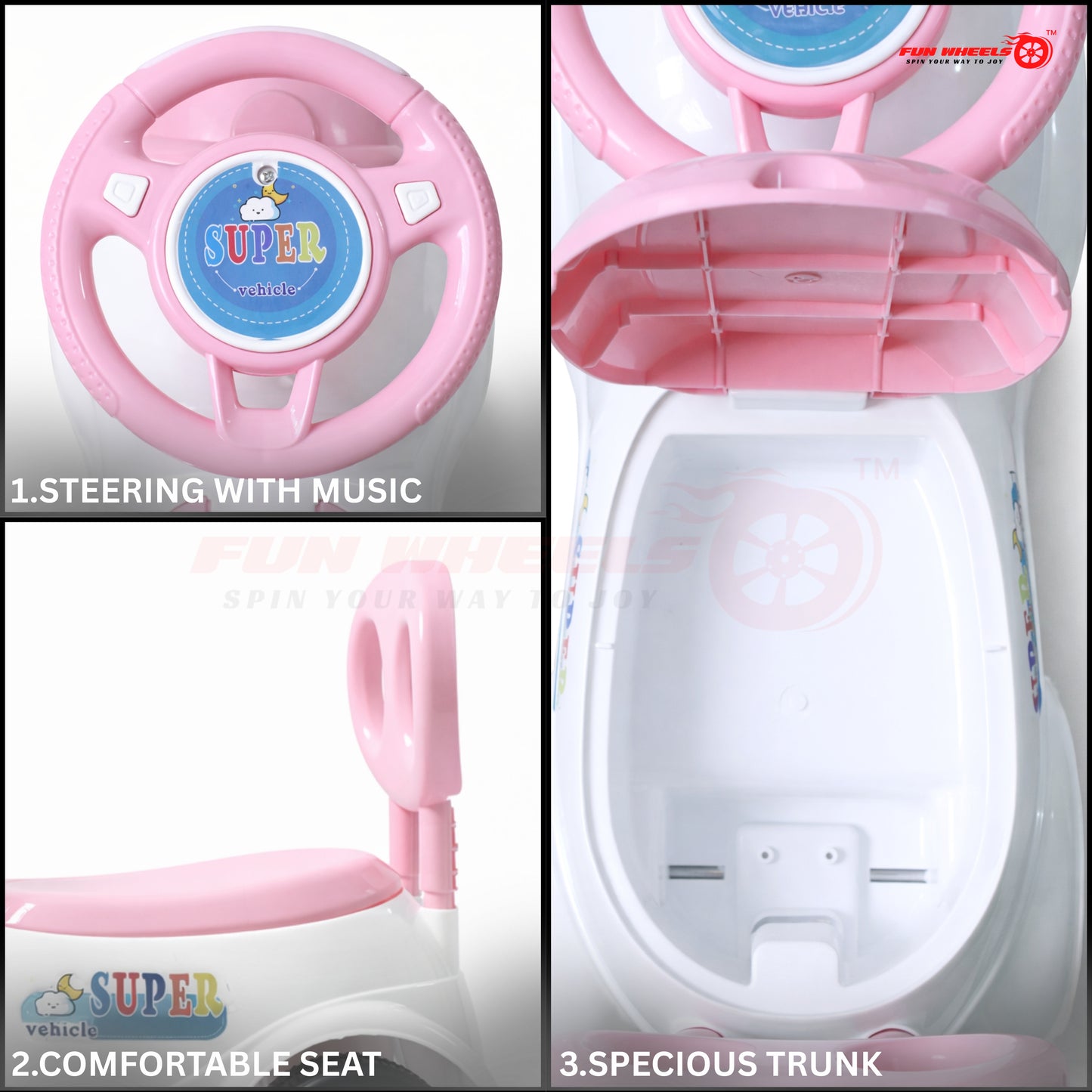 Fun Wheels FWPC-06 Astronaut Theme Kids Ride-On Push Car with Light & Music for Toddlers