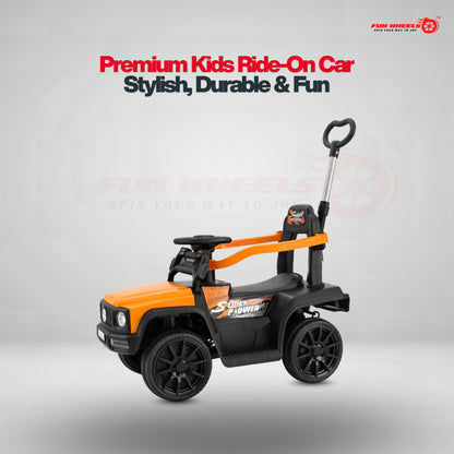 Fun Wheels FWPC-03 Kids Manual Ride On Push Car with Parent Handle, Music & Lights