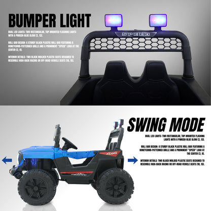 Fun Wheels FWJ-12 Battery Operated 4x4 Kids Jeep with RGB LED & Big Wheel Electric Jeep