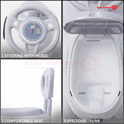 Fun Wheels FWPC-04 Kids Ride-On Panda Scooter & Push Car – Musical Walker with Safety Backrest