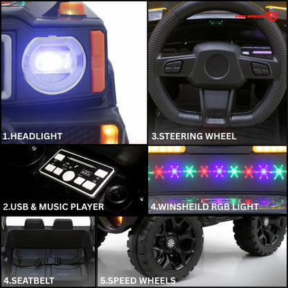 Fun Wheels FWJ-15 Kids Electric Ride On 4x4 | Battery Operated Car with LED Jeep