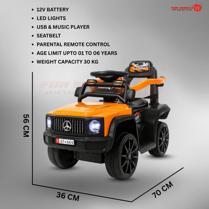 Fun Wheels FWJ-08 Kids Battery Operated Ride-On Jeep Car with LED Lights