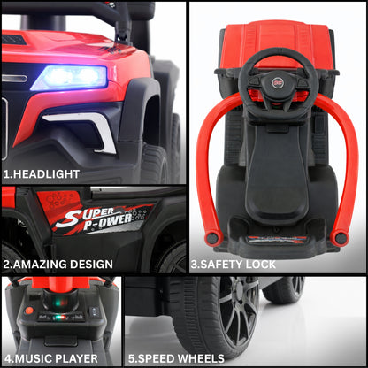Fun Wheels FWJ-07 Kids Battery Operated Ride-On Jeep Car with LED Lights