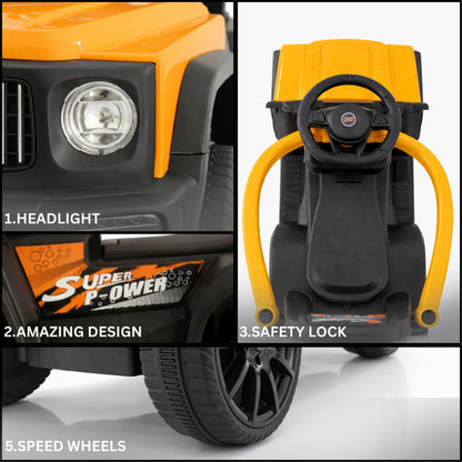 Fun Wheels FWPC-03 Kids Manual Ride On Push Car with Parent Handle, Music & Lights