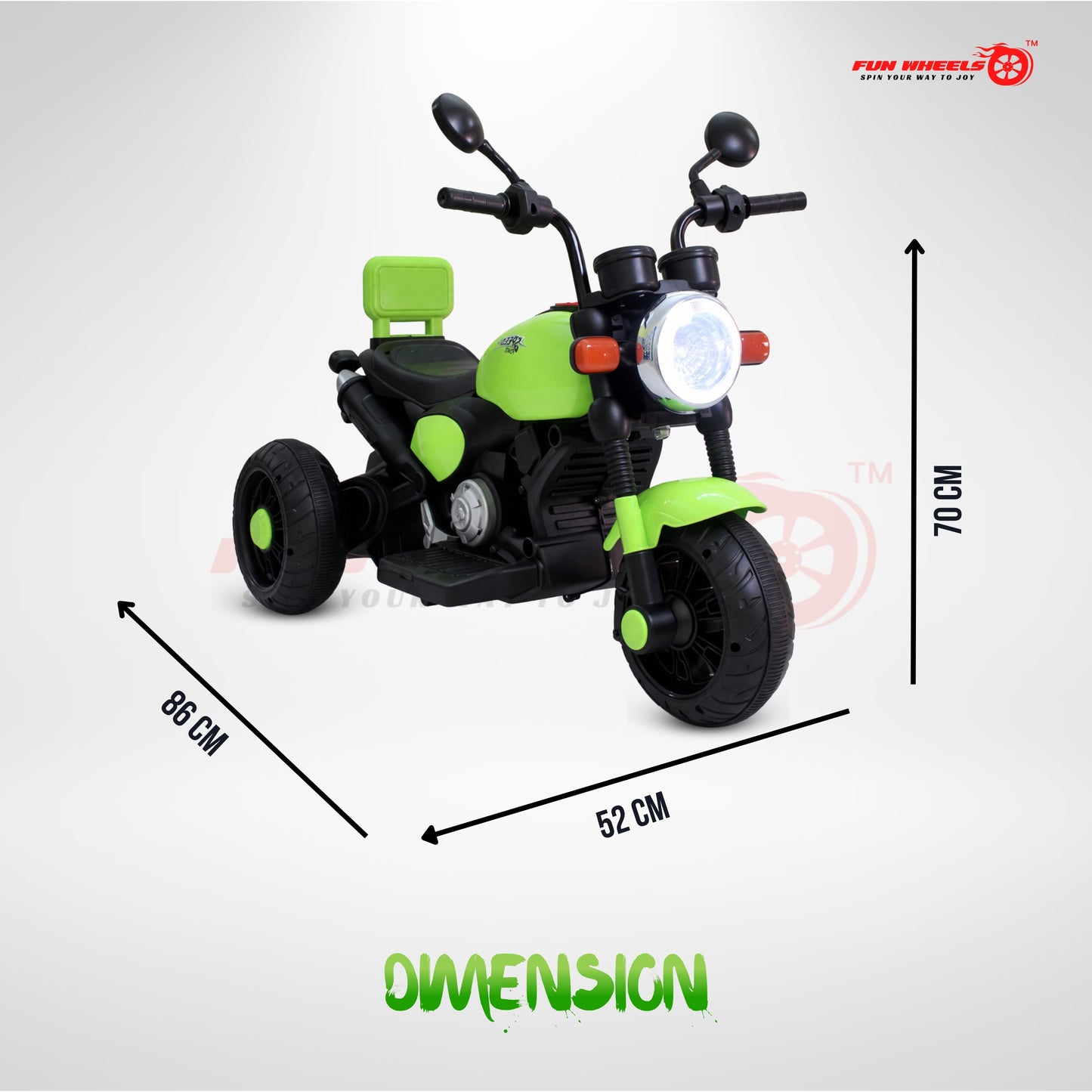 Fun Wheels FWB-01 ThunderMini Rider Kids Electric Bike with LED Headlight | Music & Sound Bike