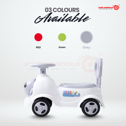 Fun Wheels FWPC-04 Kids Ride-On Panda Scooter & Push Car – Musical Walker with Safety Backrest