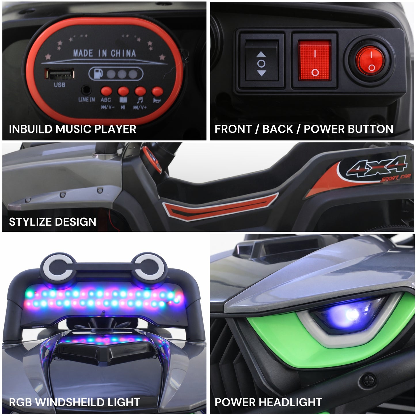 Fun Wheels FWJ-13 KUT Kids Electric Ride-On Car, LED Lights, Off-Road Wheels Jeep