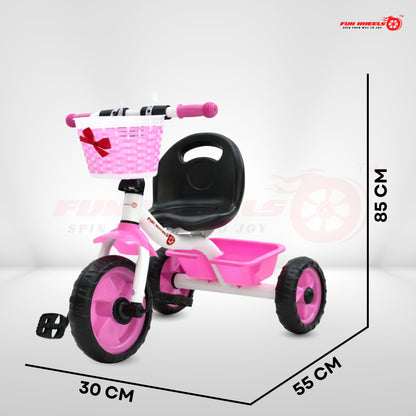 Funwheels CandyRide Kids Tricycle with Basket |Baby Pedal Trike with Backrest Seat FWTC-01 Tricycle