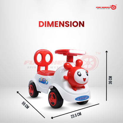Fun Wheels FWPC-07 Cute Bunny Theme Kids Ride-On Push Car with Steering Handle for Toddlers
