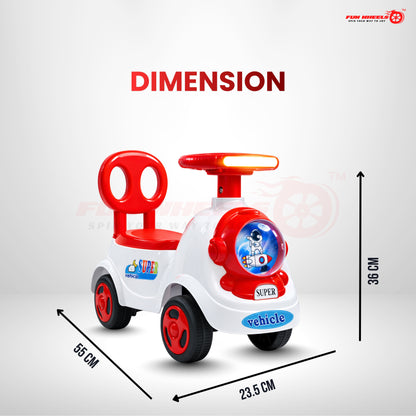 Fun Wheels FWPC-06 Astronaut Theme Kids Ride-On Push Car with Light & Music for Toddlers