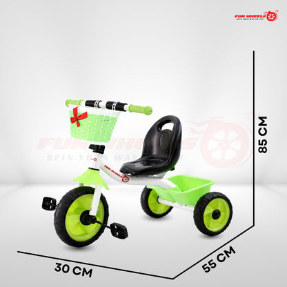 Funwheels CandyRide Kids Tricycle with Basket |Baby Pedal Trike with Backrest Seat FWTC-01 Tricycle