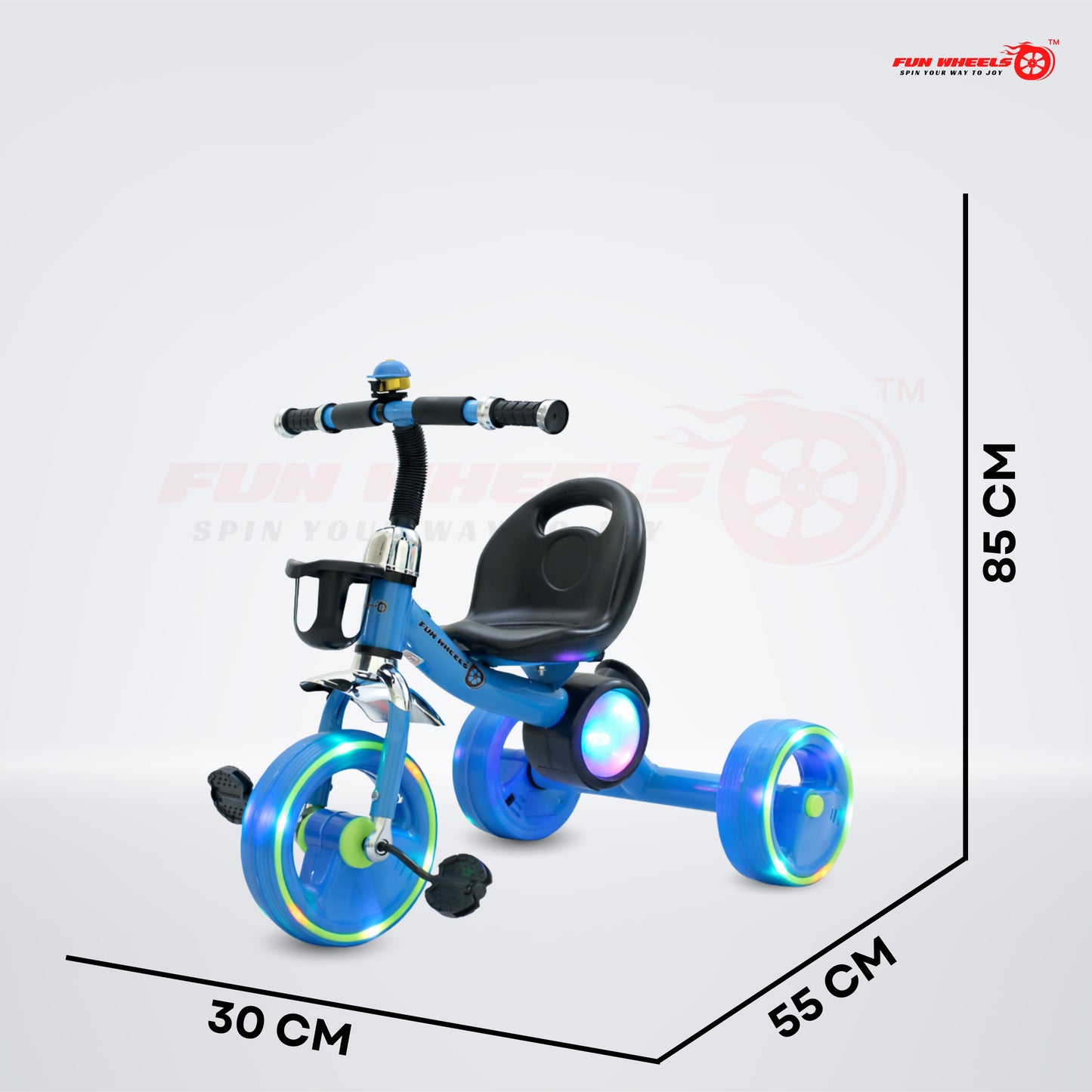 Funwheels GlowRide LED Wheel Tricycle with Light & Music | Baby Pedal Trike with Backrest FWTC-02 Tricycle