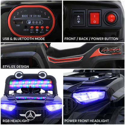 Fun Wheels Battery Operated 4x4 Kids Jeep with RGB Lights Model FWJ-14