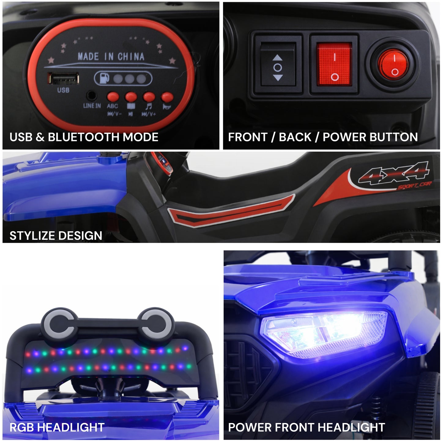 Fun Wheels Battery Operated 4x4 Kids Jeep with RGB Lights Model FWJ-14
