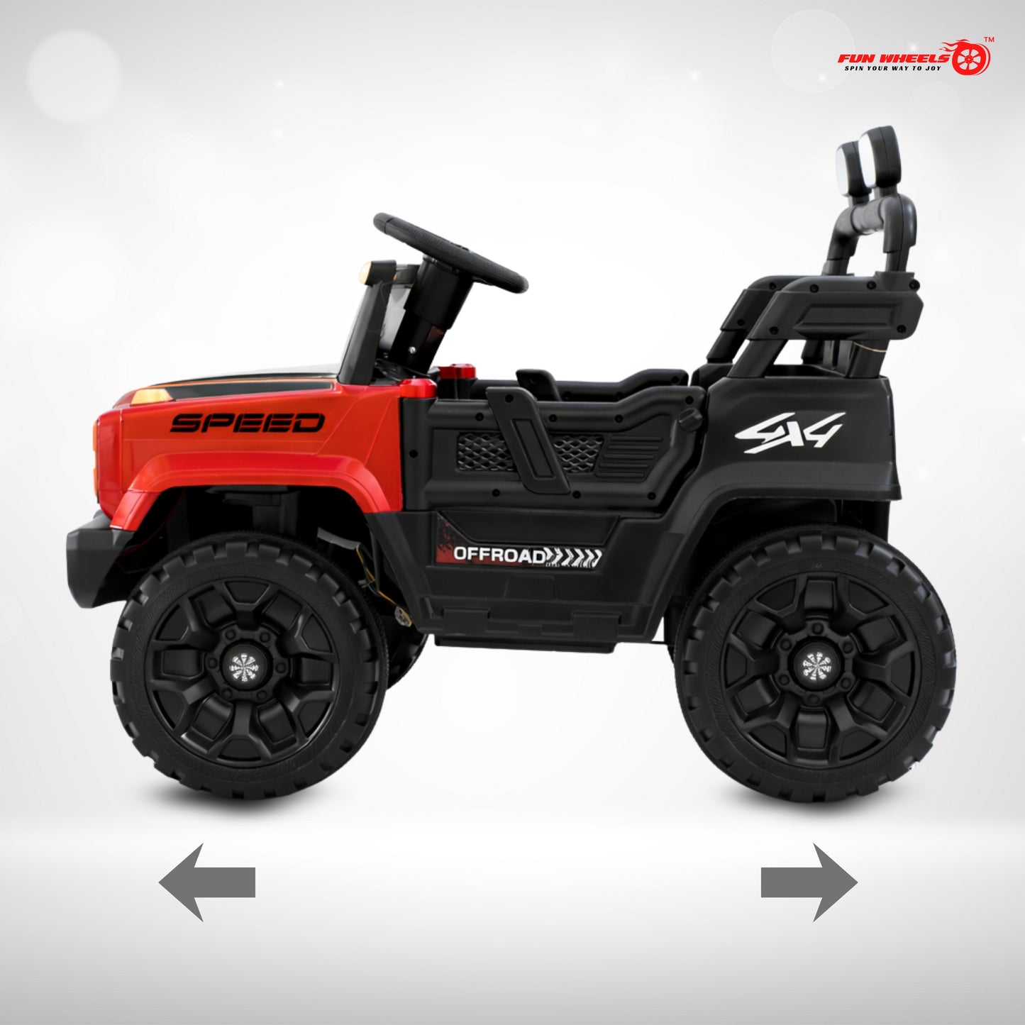 Fun Wheels FWJ-15 Kids Electric Ride On 4x4 | Battery Operated Car with LED Jeep