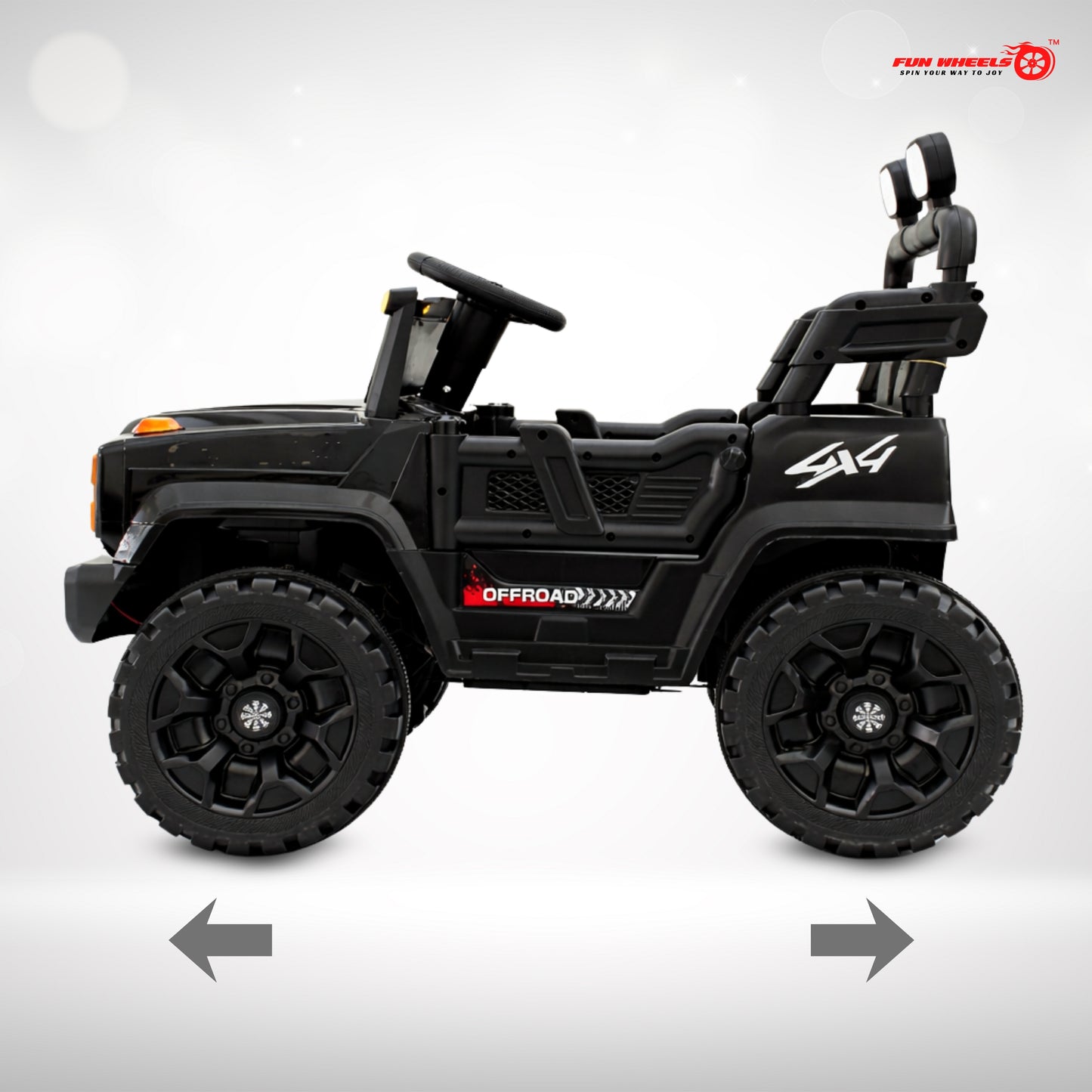 Fun Wheels FWJ-15 Kids Electric Ride On 4x4 | Battery Operated Car with LED Jeep