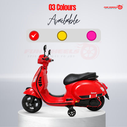 FWB-04 Kids Electric Ride On Vespa Scooter with Music Player, LED Headlight Bike