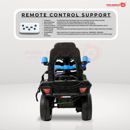 Fun Wheels FWJ-07 Kids Battery Operated Ride-On Jeep Car with LED Lights