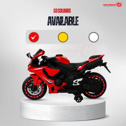 Fun Wheels FWB-03 NitroVolt Pro Kids Electric Ride-On Sports Bike with RGB Wheel Lights