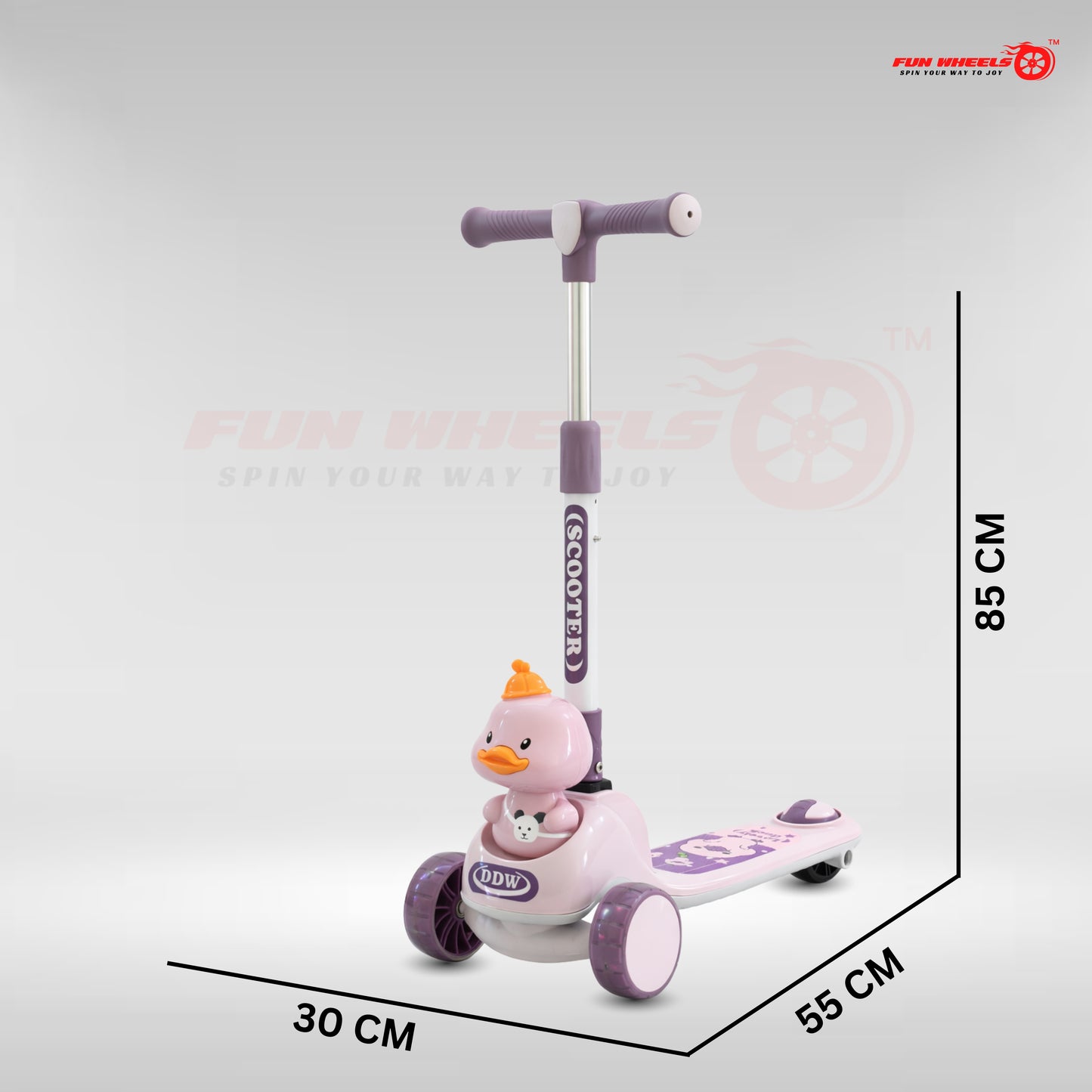 Fun Wheels FWKS-03 Cute Duck Design Kids Scooter with LED Flash Wheels