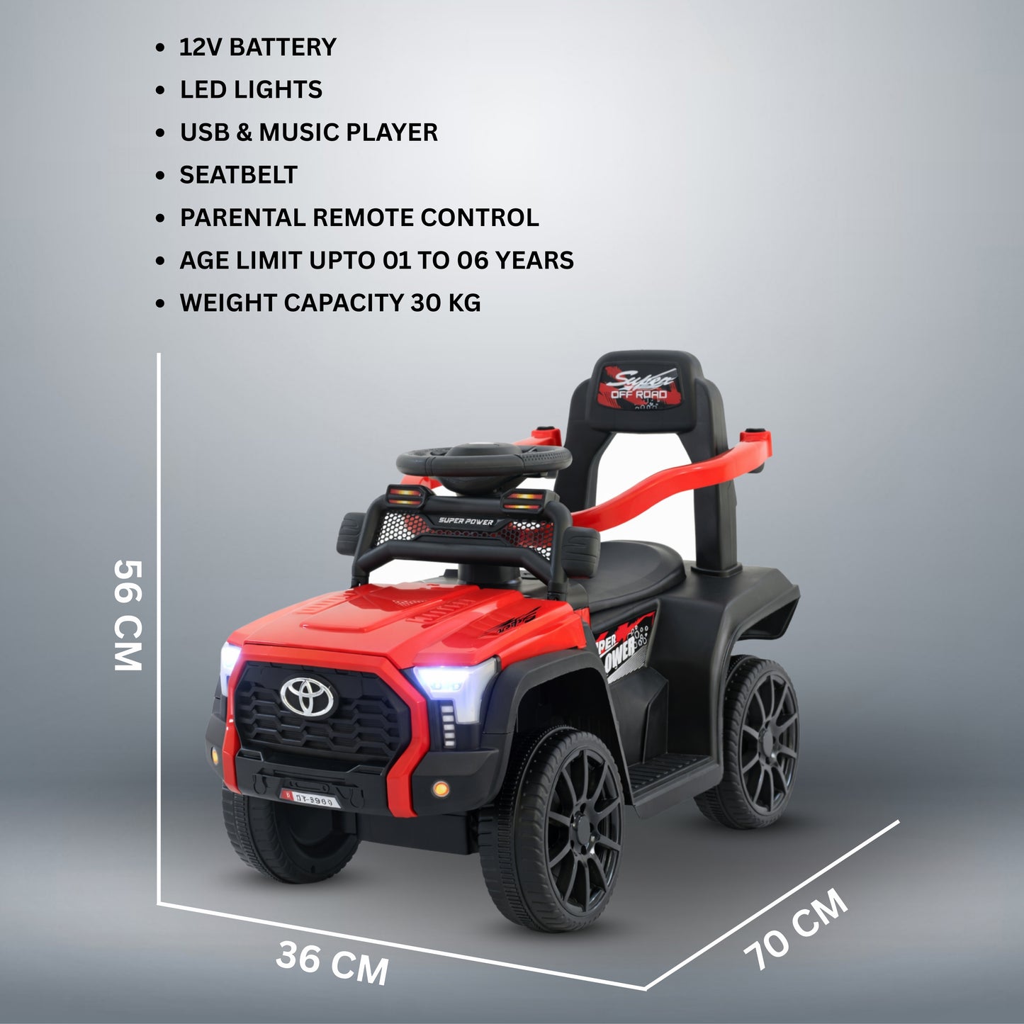 : Fun Wheels FWJ-06 Kids Battery Operated Ride-On Jeep Car with LED Lights