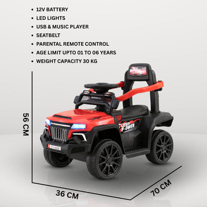 Fun Wheels FWJ-07 Kids Battery Operated Ride-On Jeep Car with LED Lights