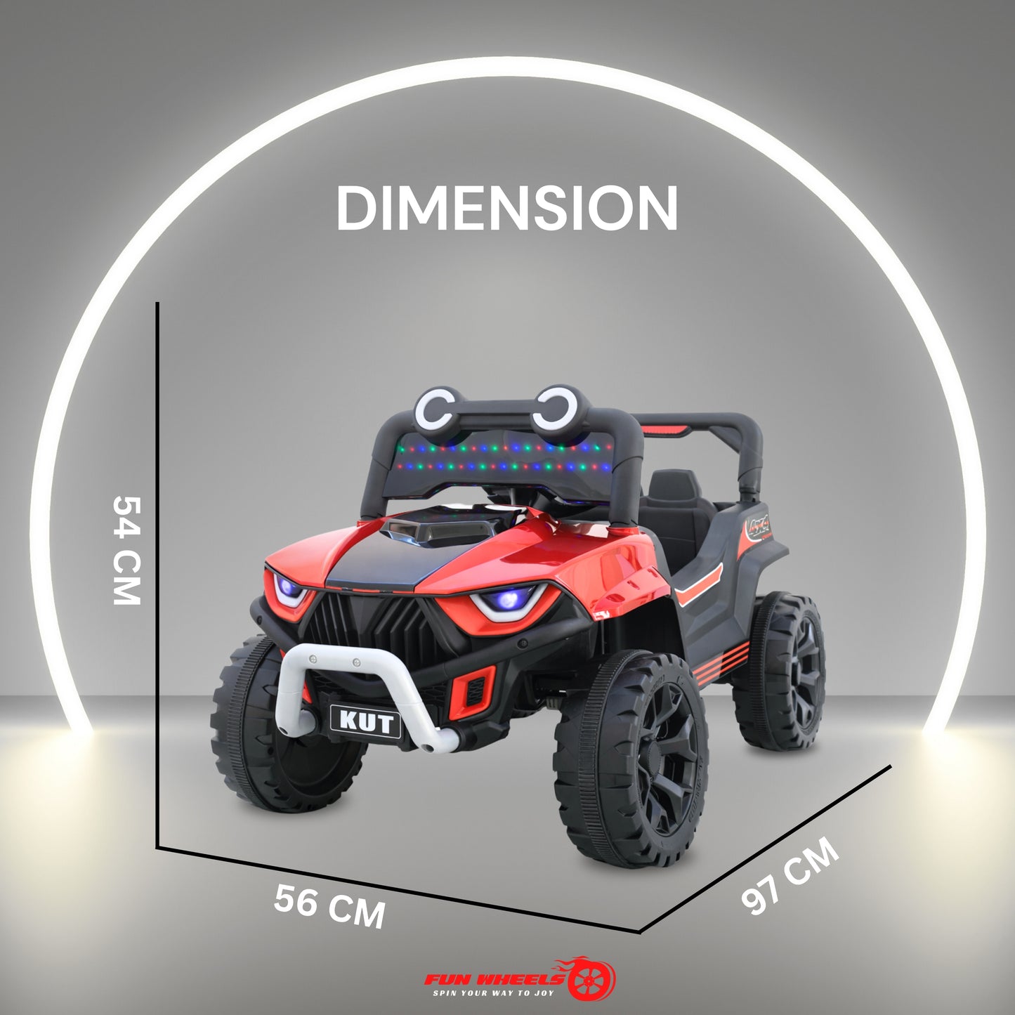 Fun Wheels FWJ-13 KUT Kids Electric Ride-On Car, LED Lights, Off-Road Wheels Jeep