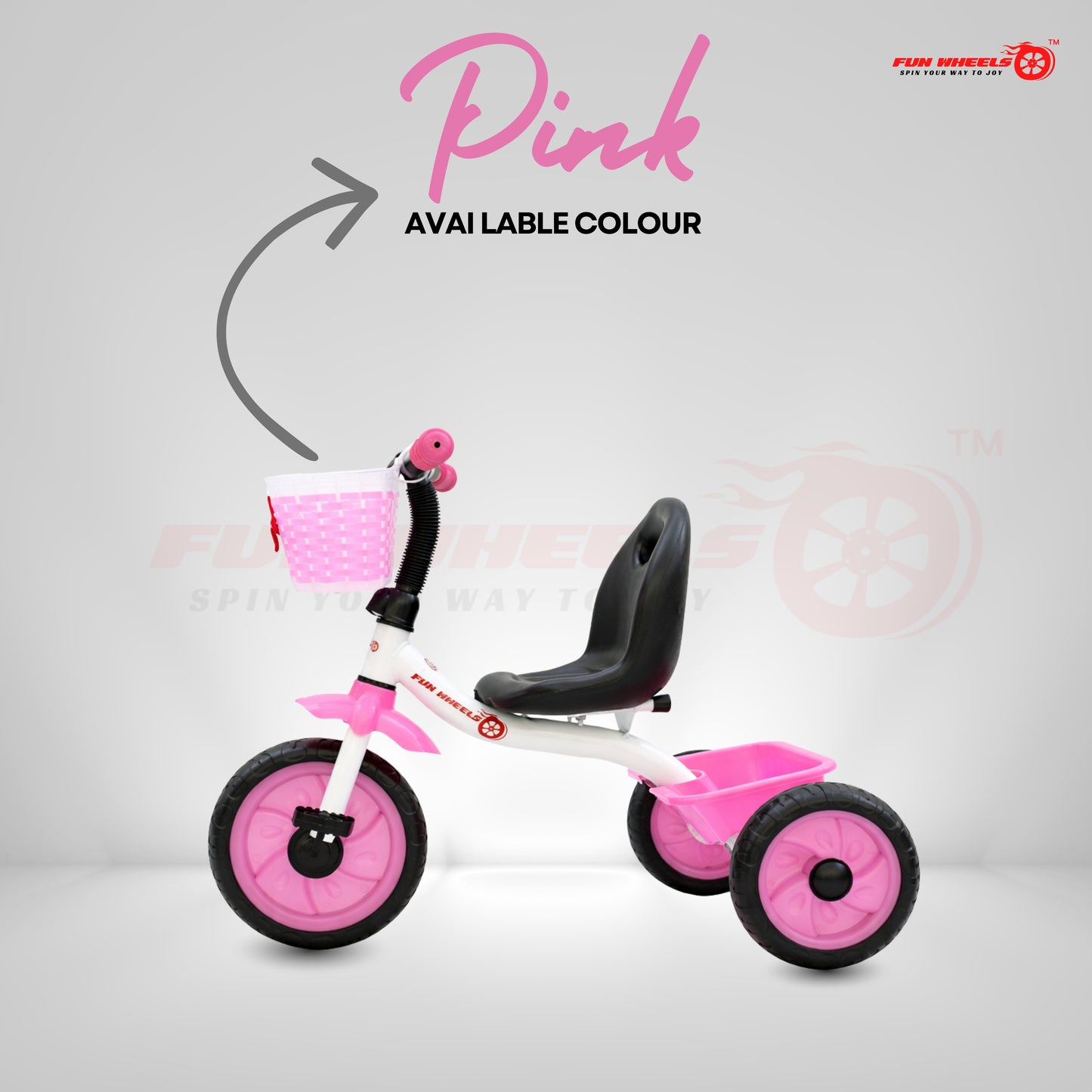 Funwheels CandyRide Kids Tricycle with Basket |Baby Pedal Trike with Backrest Seat FWTC-01 Tricycle