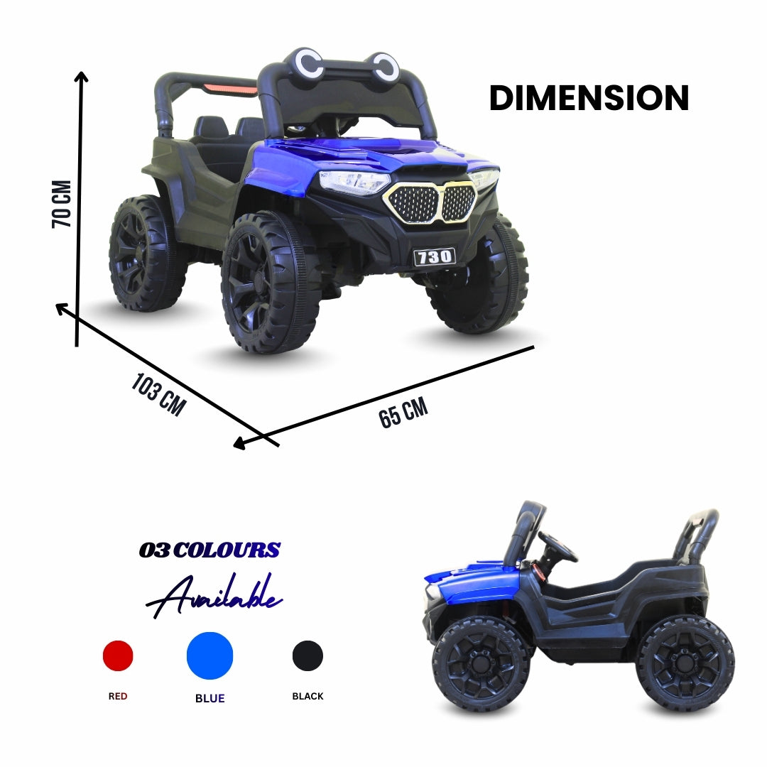 Fun Wheels FWJ-10 Kids Electric Ride-On Jeep with LED Lights, Music & Rechargeable Battery Jeep