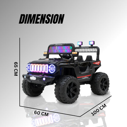 Fun Wheels FWJ-12 Battery Operated 4x4 Kids Jeep with RGB LED & Big Wheel Electric Jeep