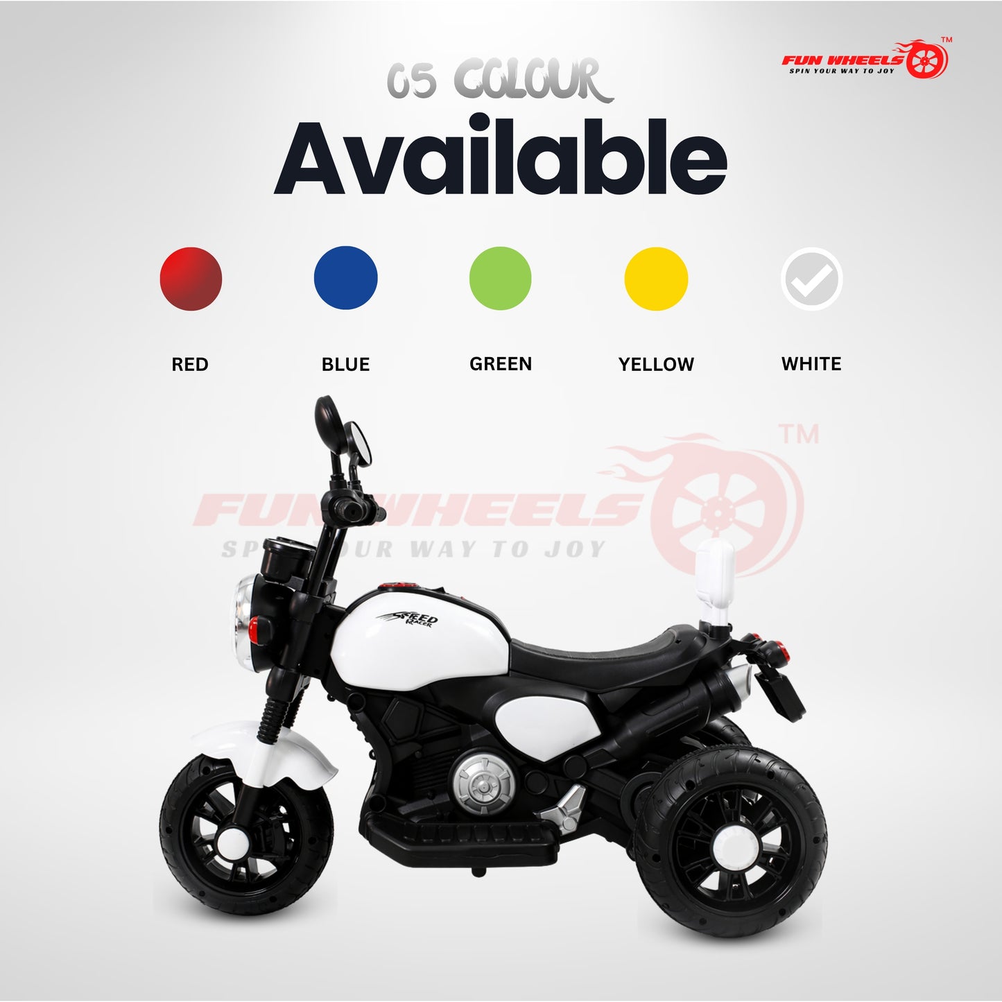 Fun Wheels FWB-01 ThunderMini Rider Kids Electric Bike with LED Headlight | Music & Sound Bike